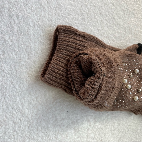 UGG Brown Rhinestone Hand Warmer/ Gloves - Picture 2 of 4